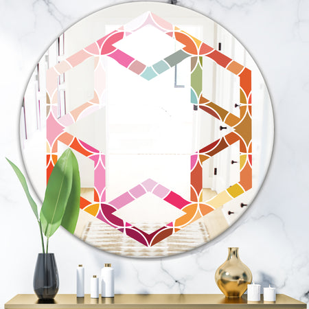 Geometrical Retro Design II - Modern Round or Oval Wall Mirror - Hexagon Star
