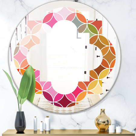 Geometrical Retro Design II - Modern Round or Oval Wall Mirror - Quatrefoil