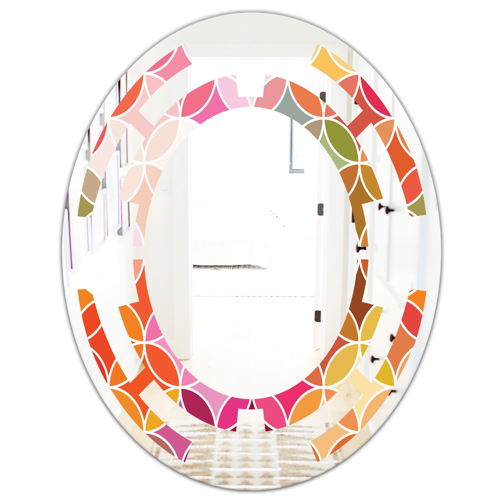 Geometrical Retro Design II - Modern Round or Oval Wall Mirror - Space