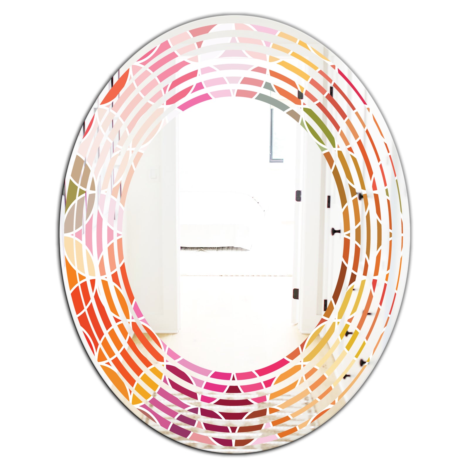 Geometrical Retro Design II - Modern Round or Oval Wall Mirror - Wave