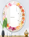Geometrical Retro Design II - Modern Round or Oval Wall Mirror - Leaves