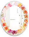 Geometrical Retro Design II - Modern Round or Oval Wall Mirror - Leaves