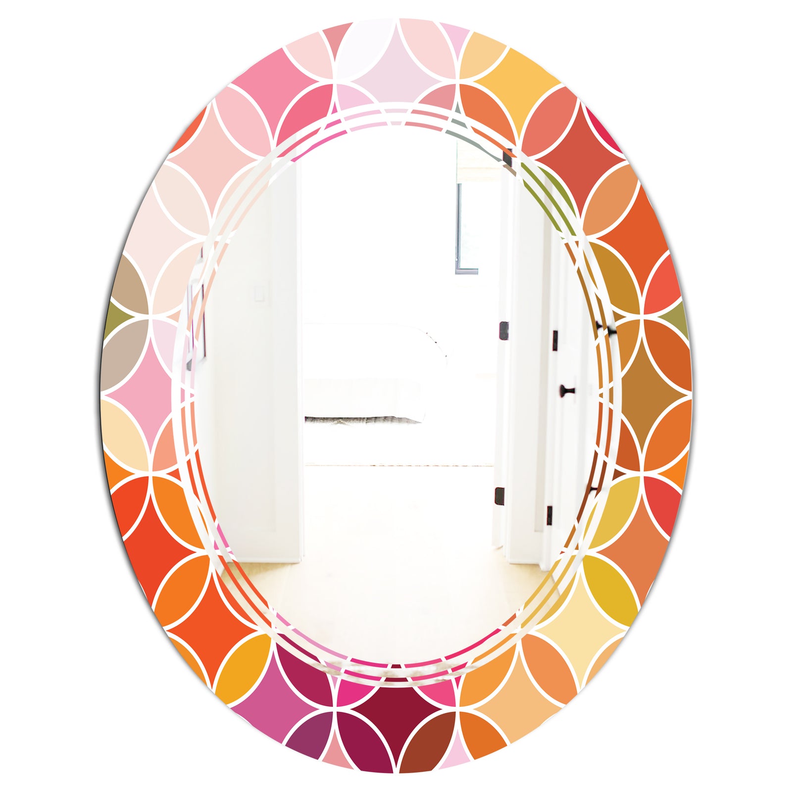 Geometrical Retro Design II - Modern Round or Oval Wall Mirror - Triple C