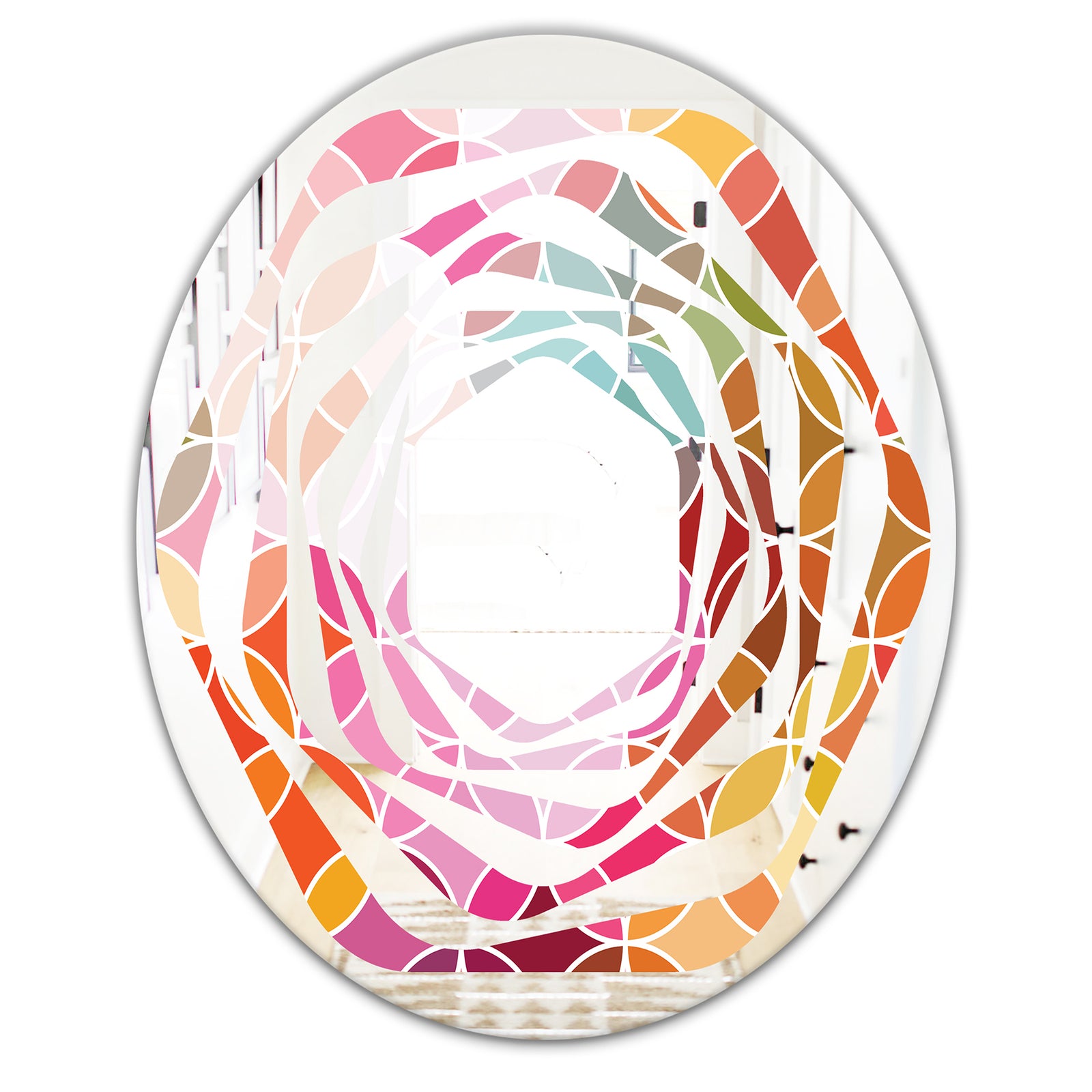 Geometrical Retro Design II - Modern Round or Oval Wall Mirror - Whirl