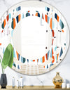 Retro Abstract Drops V - Modern Round or Oval Wall Mirror - Space