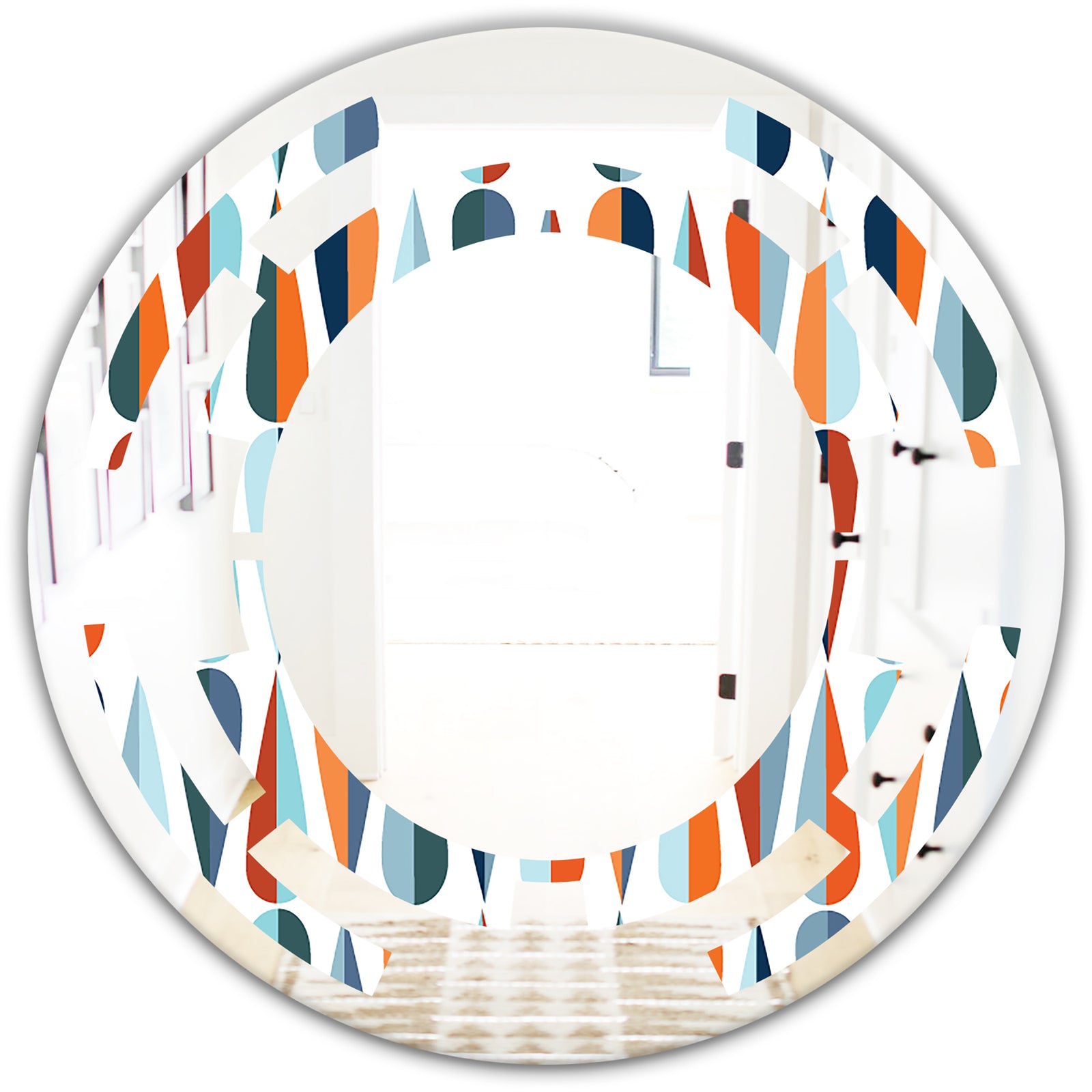 Retro Abstract Drops V - Modern Round or Oval Wall Mirror - Space