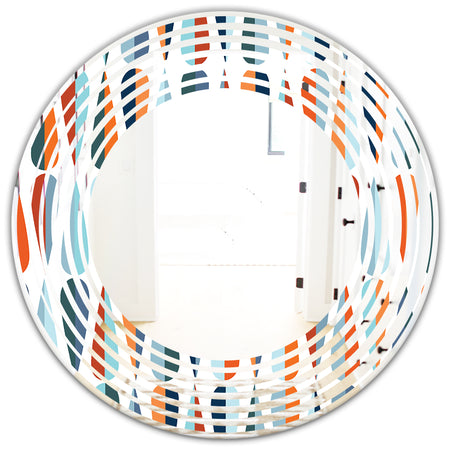Retro Abstract Drops V - Modern Round or Oval Wall Mirror - Wave