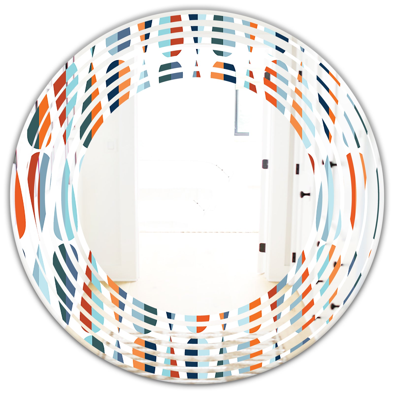 Retro Abstract Drops V - Modern Round or Oval Wall Mirror - Wave