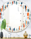 Retro Abstract Drops V - Modern Round or Oval Wall Mirror - Leaves
