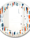 Retro Abstract Drops V - Modern Round or Oval Wall Mirror - Leaves