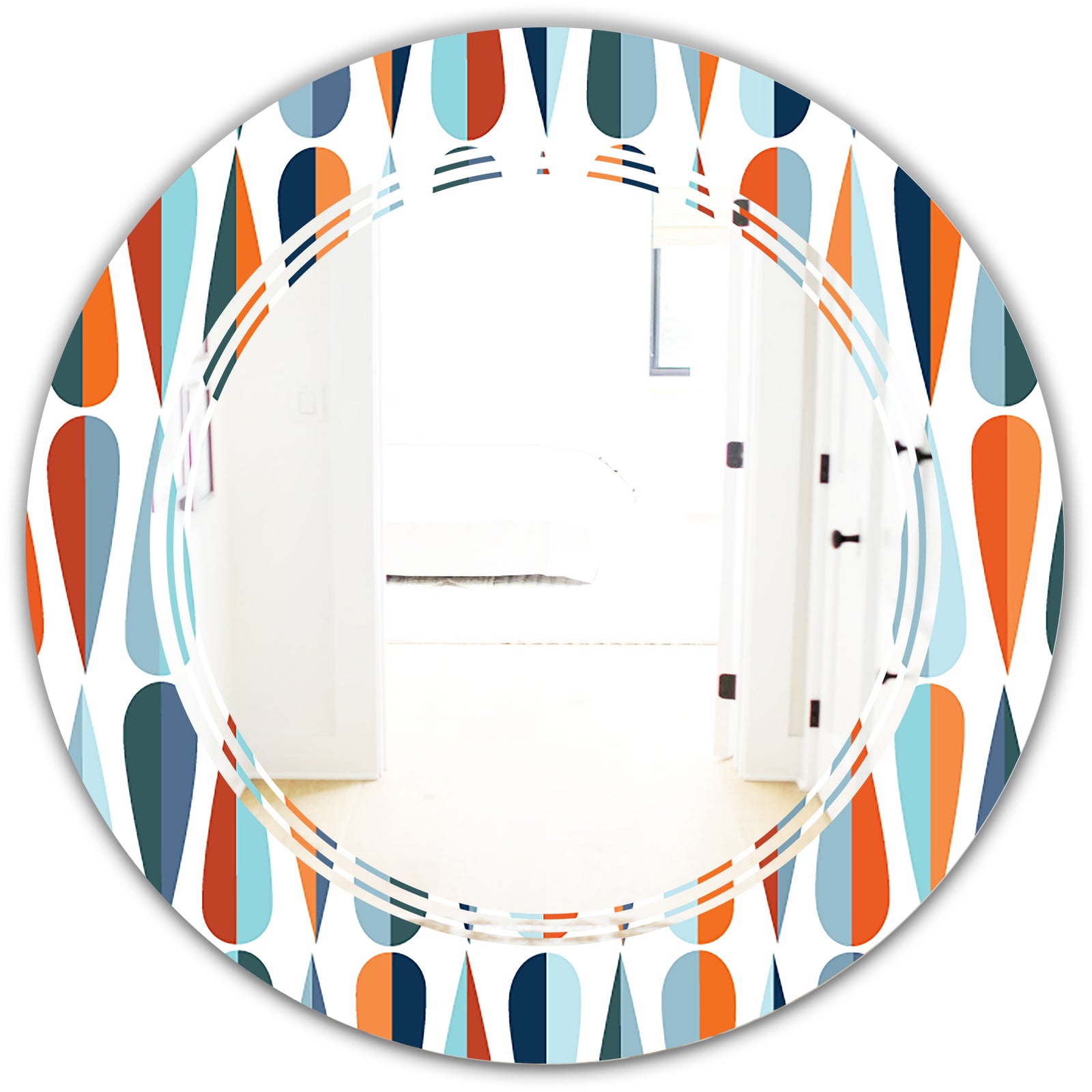 Retro Abstract Drops V - Modern Round or Oval Wall Mirror - Triple C