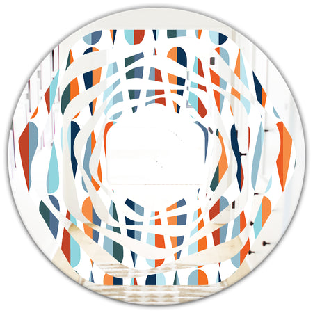 Retro Abstract Drops V - Modern Round or Oval Wall Mirror - Whirl