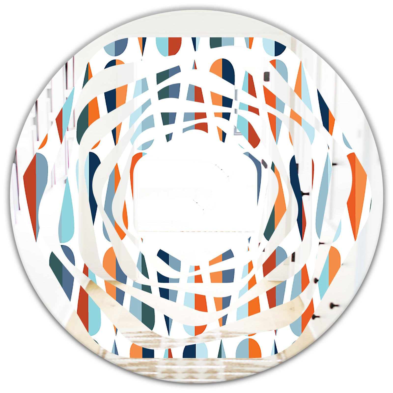 Retro Abstract Drops V - Modern Round or Oval Wall Mirror - Whirl
