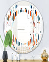 Retro Abstract Drops V - Modern Round or Oval Wall Mirror - Space