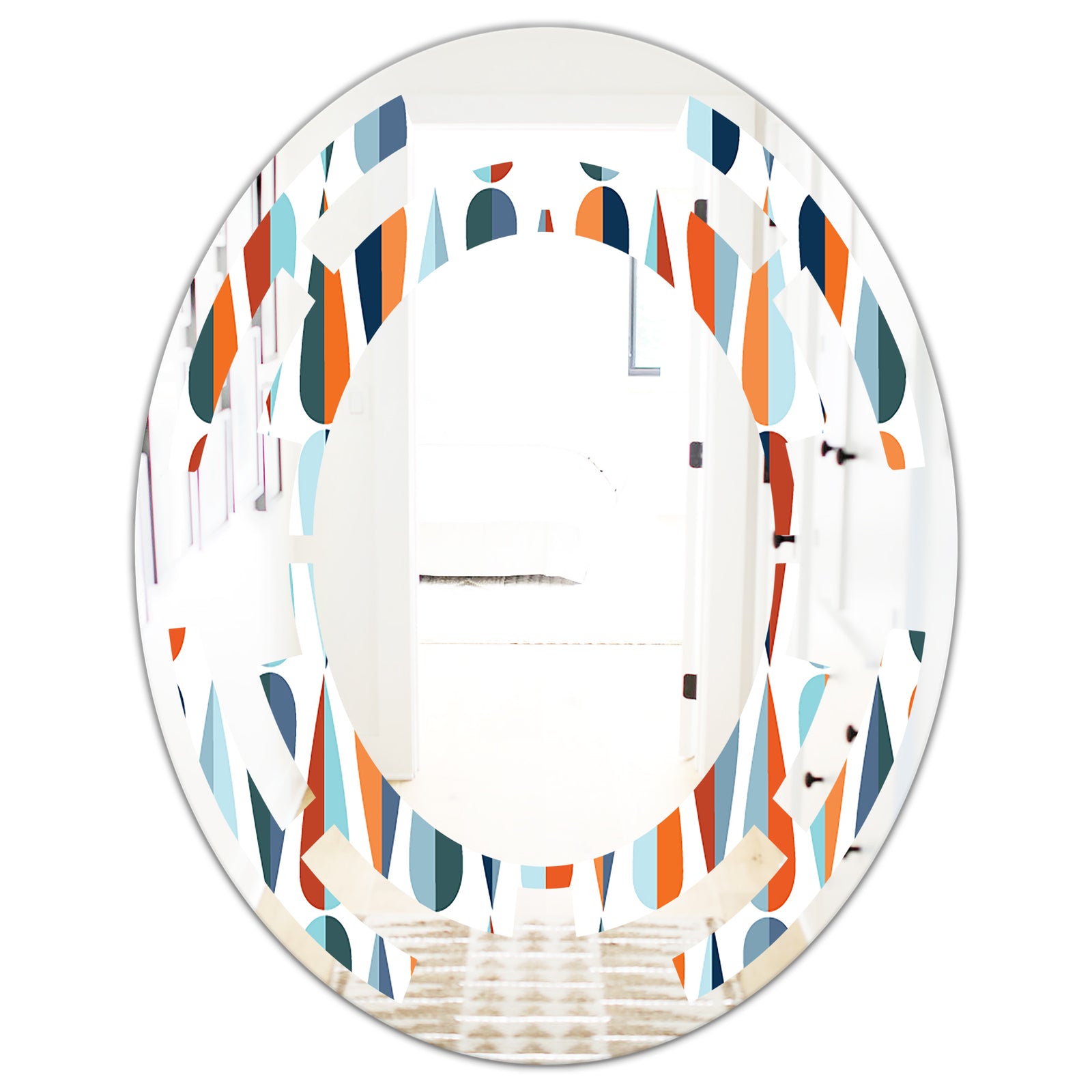 Retro Abstract Drops V - Modern Round or Oval Wall Mirror - Space
