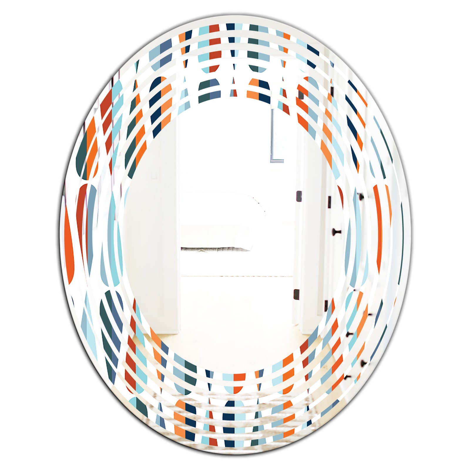 Retro Abstract Drops V - Modern Round or Oval Wall Mirror - Wave