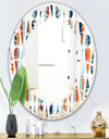 Retro Abstract Drops V - Modern Round or Oval Wall Mirror - Leaves