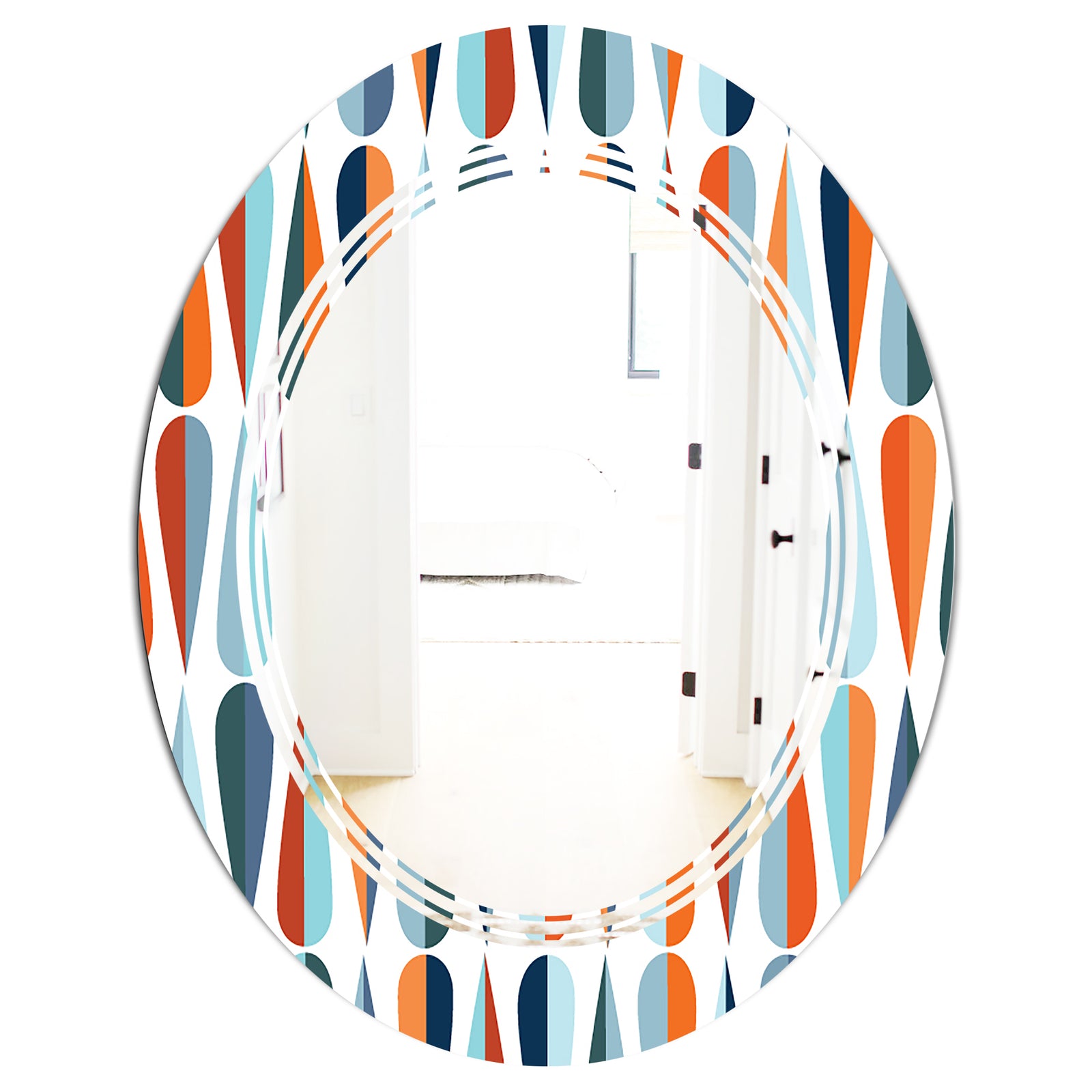 Retro Abstract Drops V - Modern Round or Oval Wall Mirror - Triple C