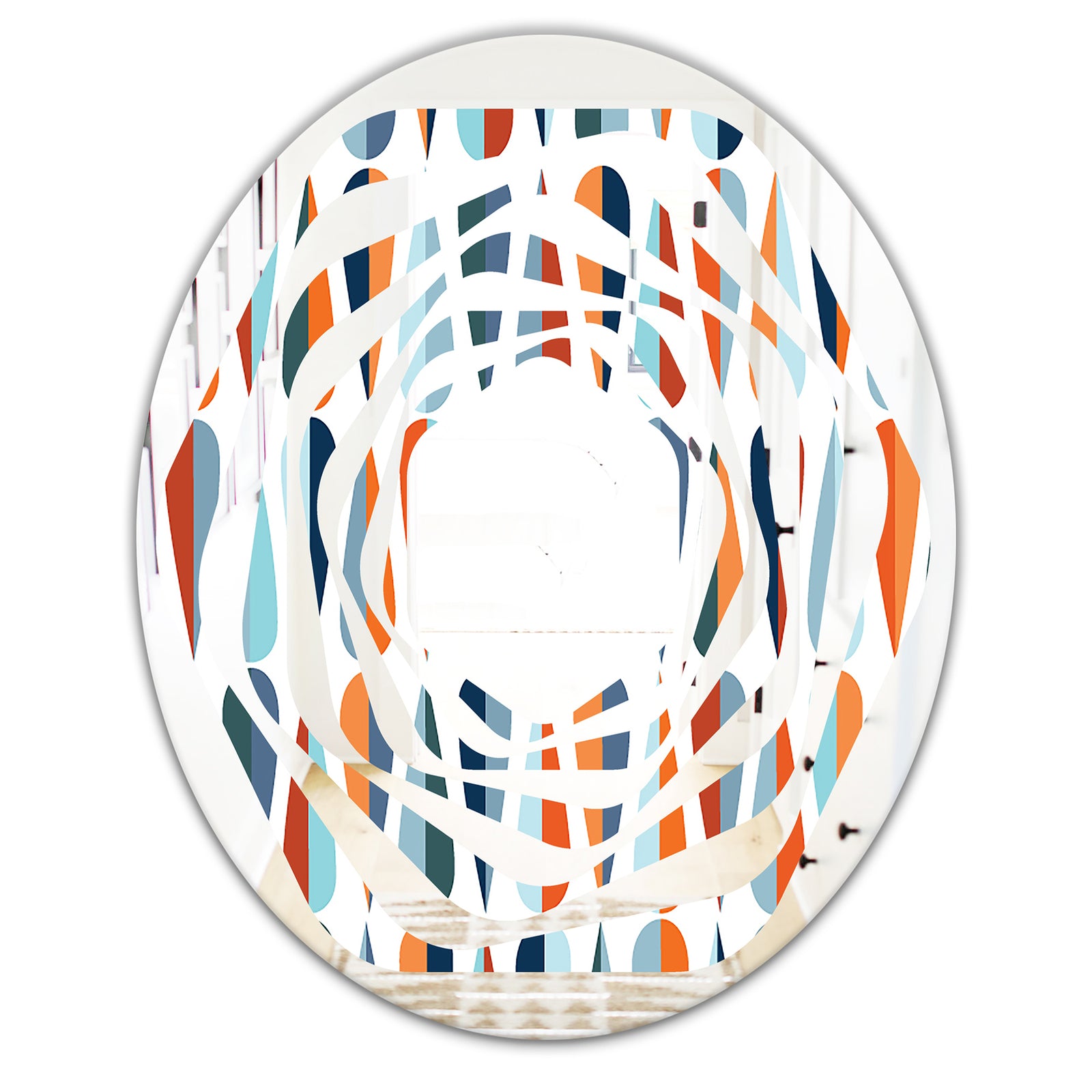 Retro Abstract Drops V - Modern Round or Oval Wall Mirror - Whirl