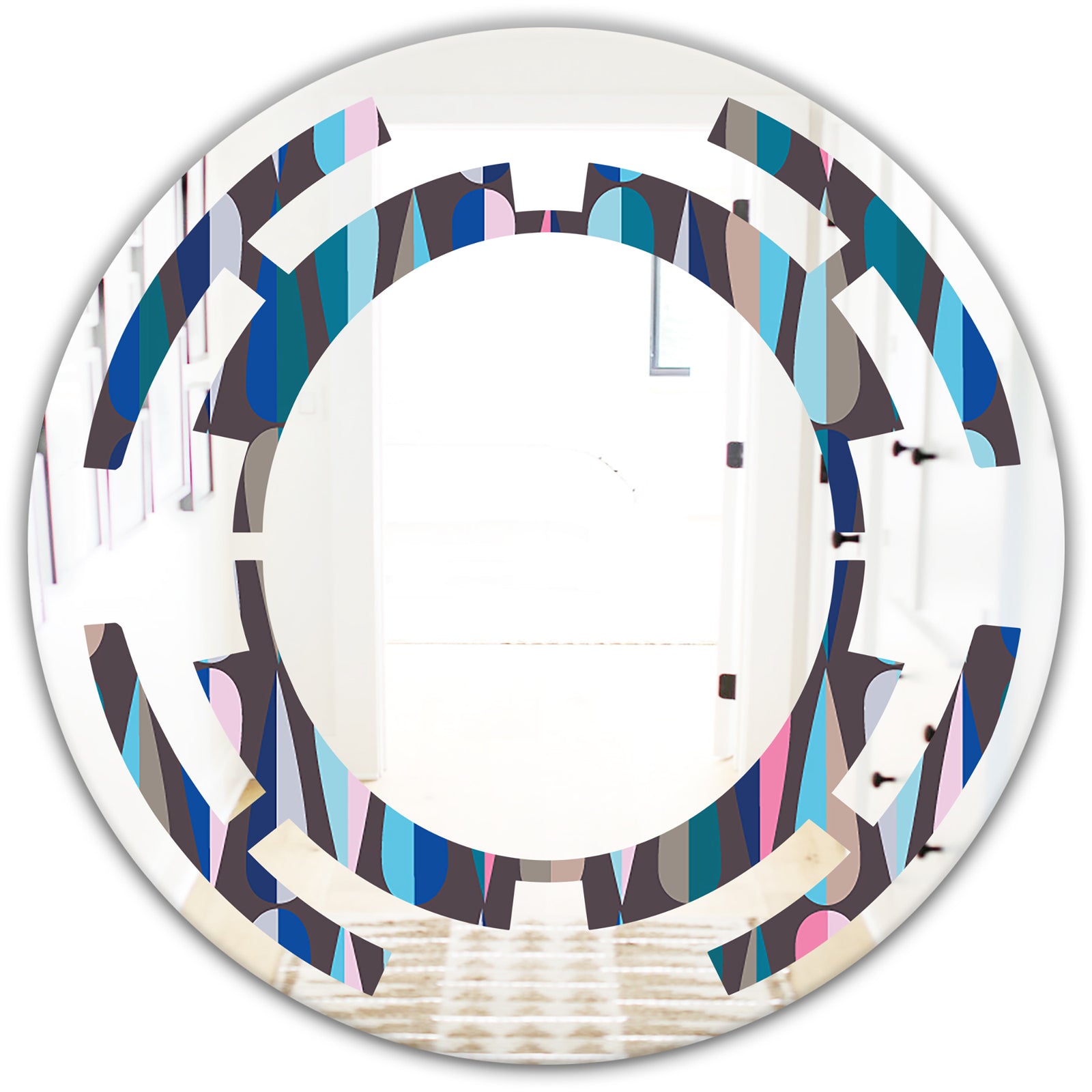 Retro Abstract Drops VIII - Modern Round or Oval Wall Mirror - Space