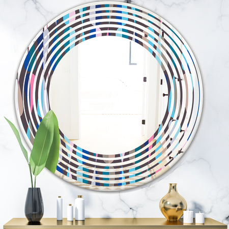 Retro Abstract Drops VIII - Modern Round or Oval Wall Mirror - Wave
