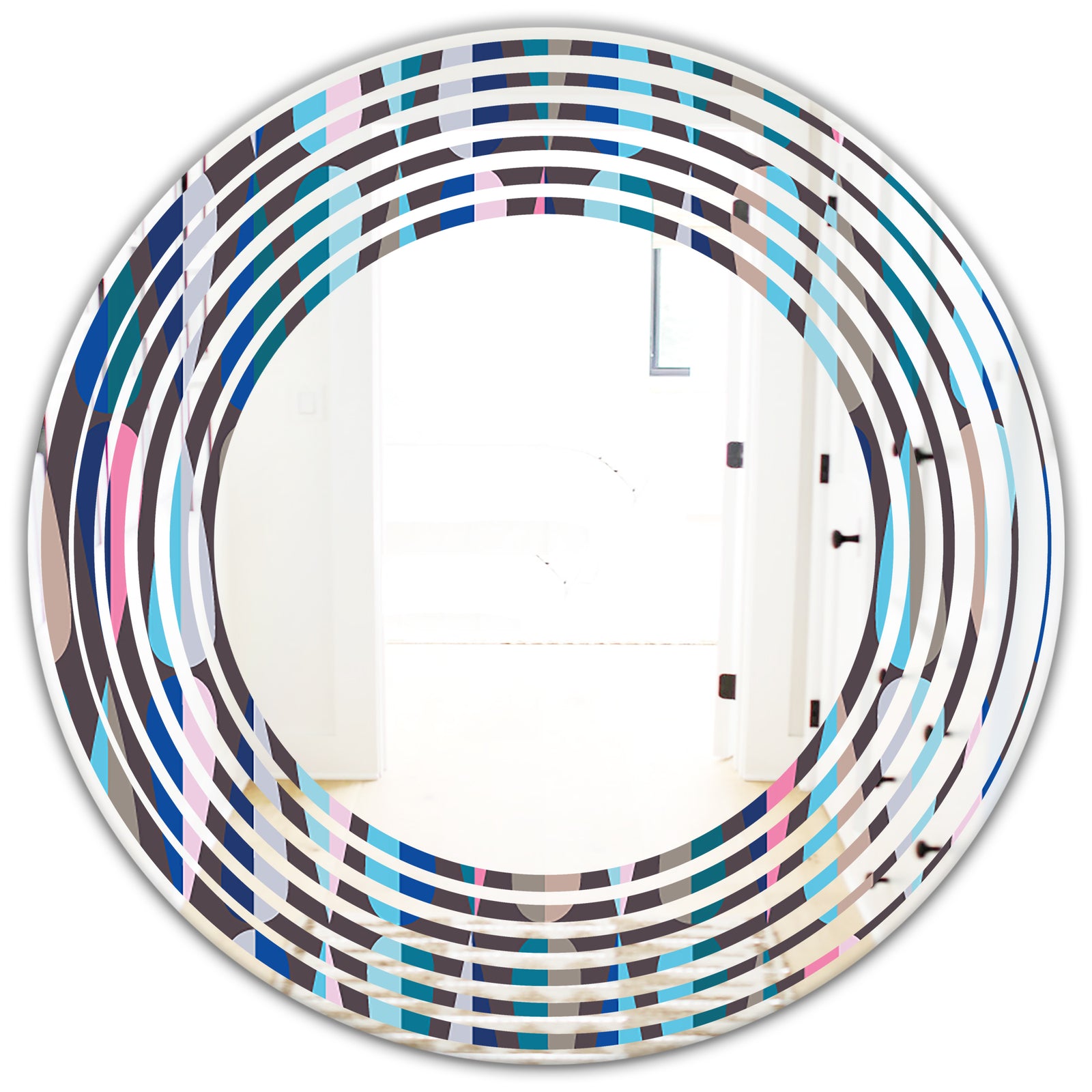 Retro Abstract Drops VIII - Modern Round or Oval Wall Mirror - Wave