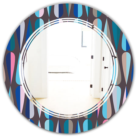 Retro Abstract Drops VIII - Modern Round or Oval Wall Mirror - Triple C