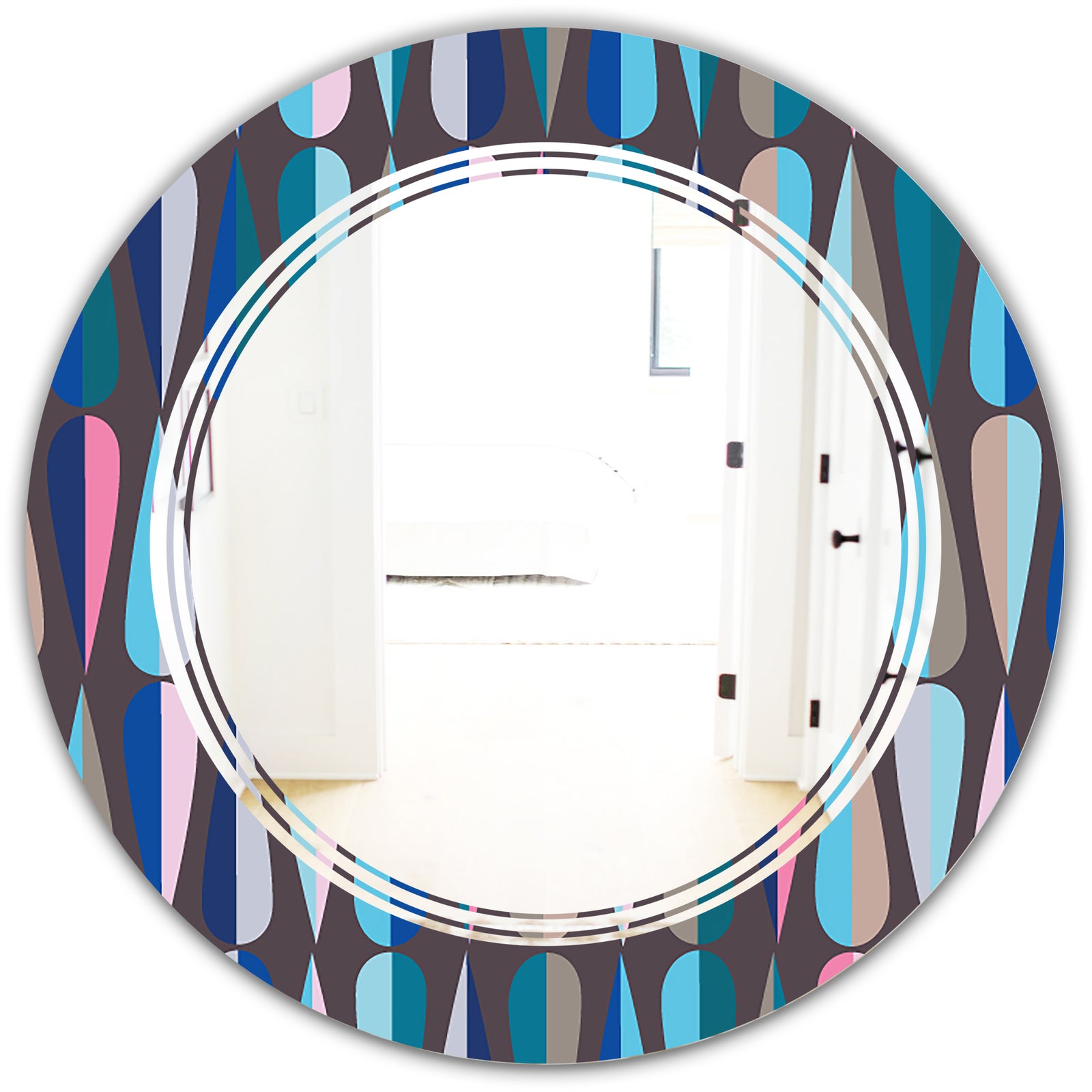 Retro Abstract Drops VIII - Modern Round or Oval Wall Mirror - Triple C