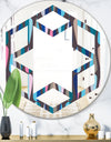 Retro Abstract Drops VIII - Modern Round or Oval Wall Mirror - Hexagon Star