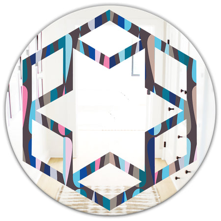 Retro Abstract Drops VIII - Modern Round or Oval Wall Mirror - Hexagon Star
