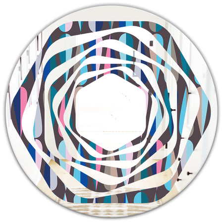 Retro Abstract Drops VIII - Modern Round or Oval Wall Mirror - Whirl