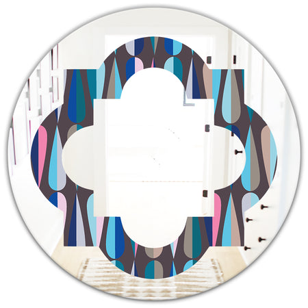 Retro Abstract Drops VIII - Modern Round or Oval Wall Mirror - Quatrefoil