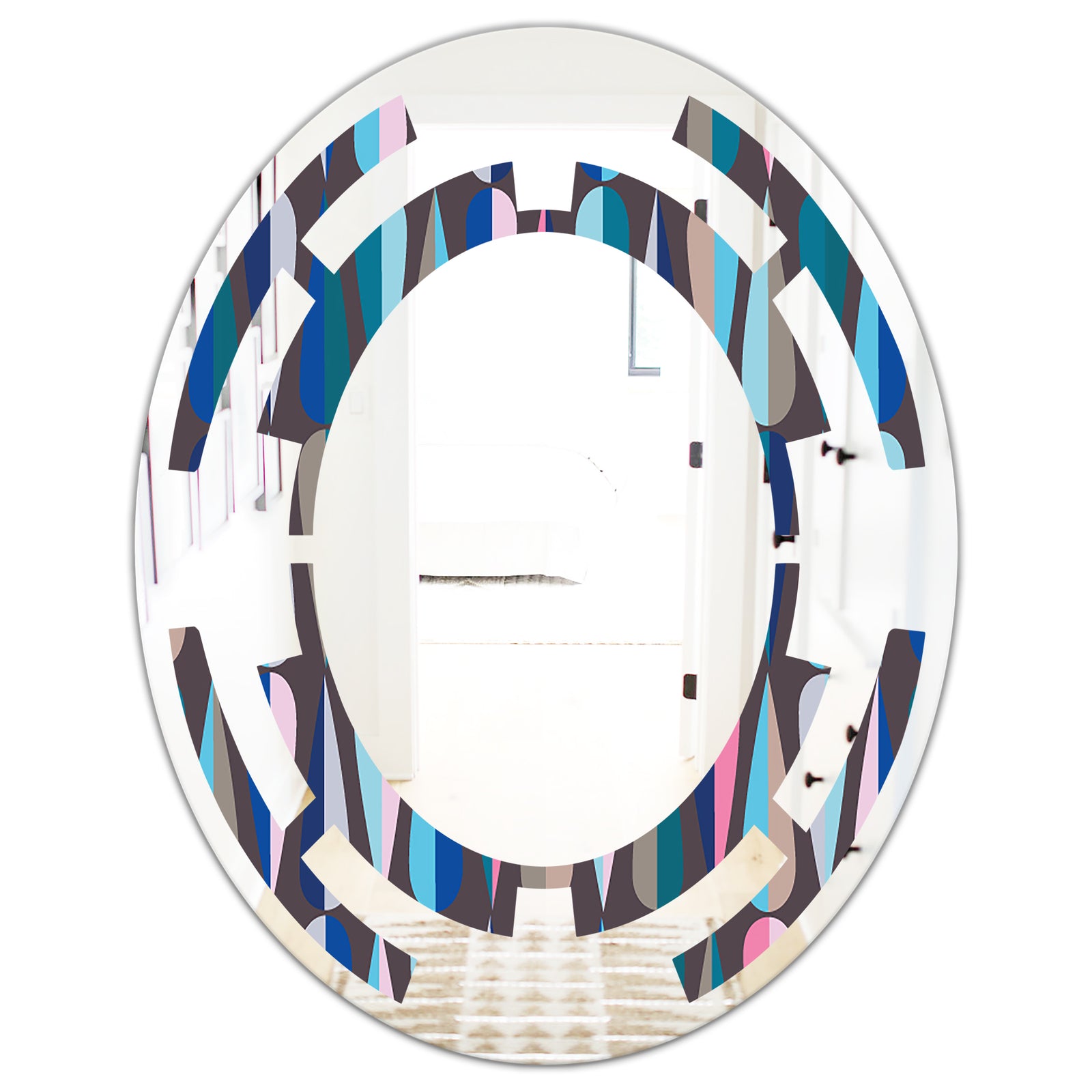 Retro Abstract Drops VIII - Modern Round or Oval Wall Mirror - Space