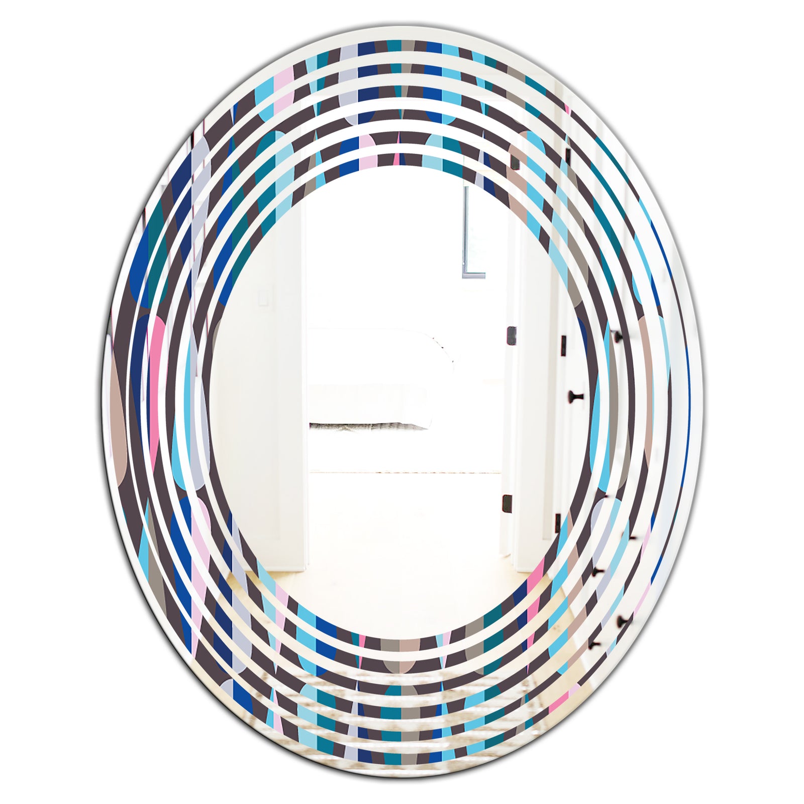 Retro Abstract Drops VIII - Modern Round or Oval Wall Mirror - Wave