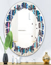 Retro Abstract Drops VIII - Modern Round or Oval Wall Mirror - Leaves