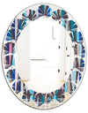 Retro Abstract Drops VIII - Modern Round or Oval Wall Mirror - Leaves