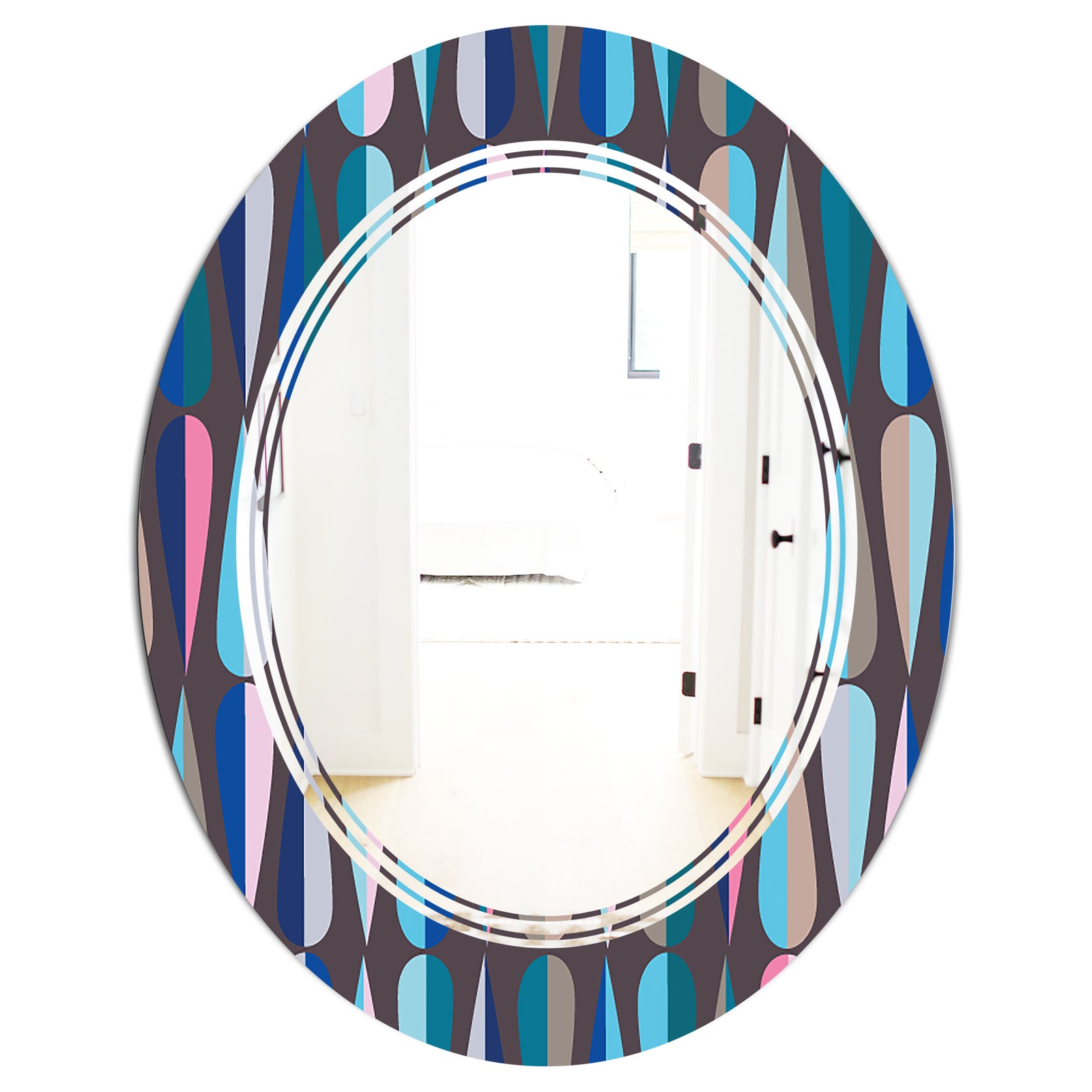 Retro Abstract Drops VIII - Modern Round or Oval Wall Mirror - Triple C