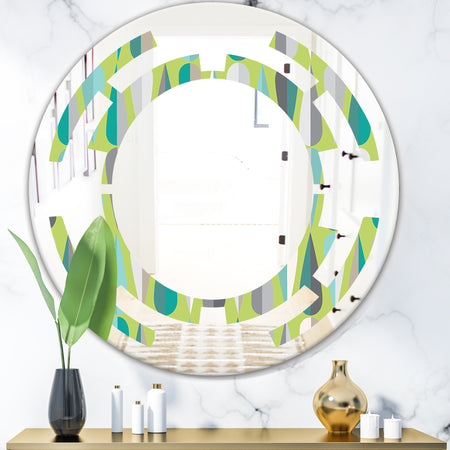 Retro Abstract Drops VI - Modern Round or Oval Wall Mirror - Space