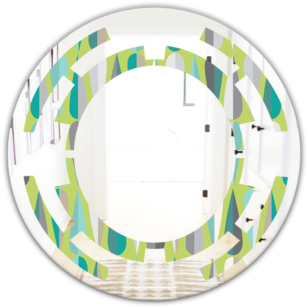 Retro Abstract Drops VI - Modern Round or Oval Wall Mirror - Space