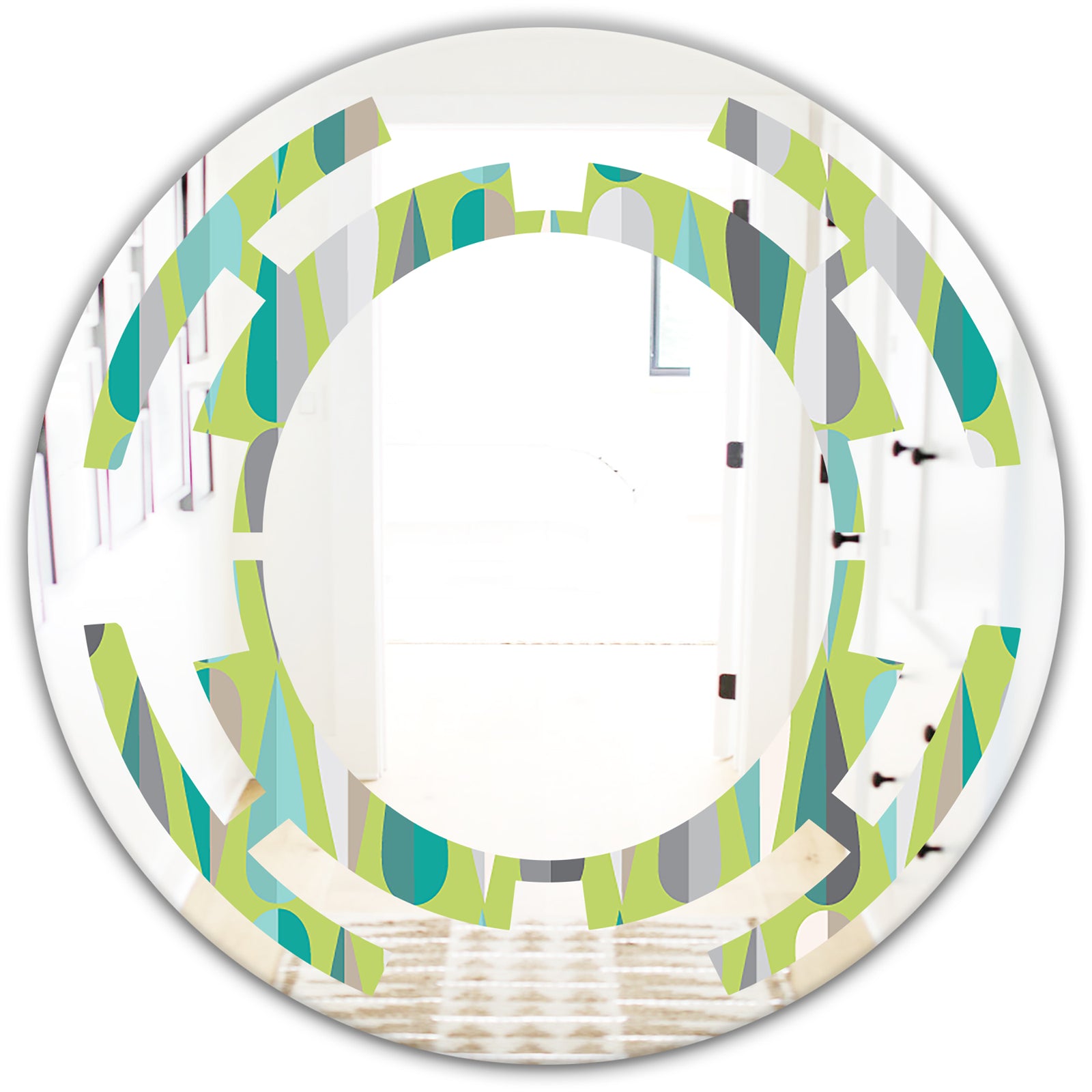Retro Abstract Drops VI - Modern Round or Oval Wall Mirror - Space