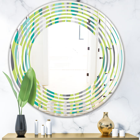 Retro Abstract Drops VI - Modern Round or Oval Wall Mirror - Wave