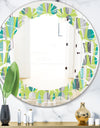 Retro Abstract Drops VI - Modern Round or Oval Wall Mirror - Leaves