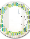 Retro Abstract Drops VI - Modern Round or Oval Wall Mirror - Leaves
