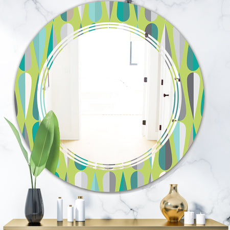 Retro Abstract Drops VI - Modern Round or Oval Wall Mirror - Triple C