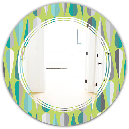 Retro Abstract Drops VI - Modern Round or Oval Wall Mirror - Triple C
