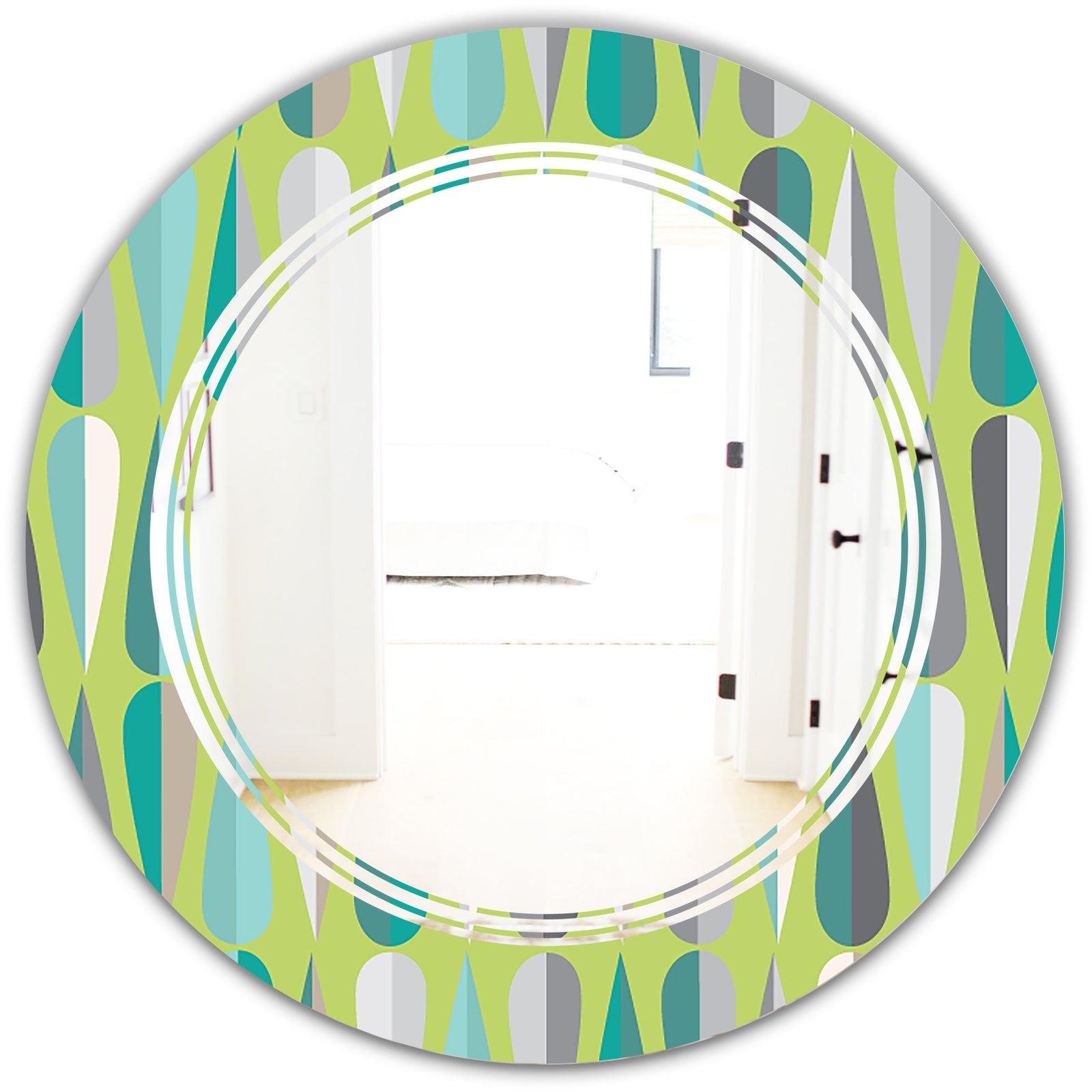 Retro Abstract Drops VI - Modern Round or Oval Wall Mirror - Triple C
