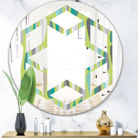 Retro Abstract Drops VI - Modern Round or Oval Wall Mirror - Hexagon Star