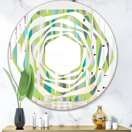 Retro Abstract Drops VI - Modern Round or Oval Wall Mirror - Whirl