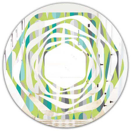 Retro Abstract Drops VI - Modern Round or Oval Wall Mirror - Whirl