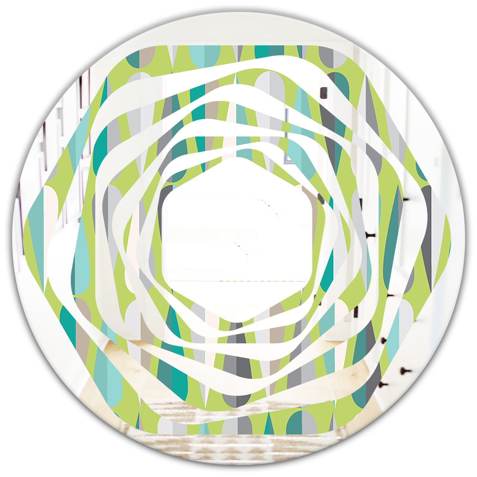 Retro Abstract Drops VI - Modern Round or Oval Wall Mirror - Whirl